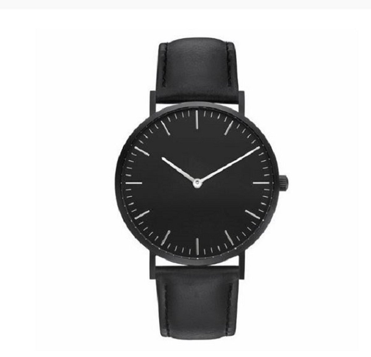 Kleijn Karoo - Ultralicht Zwart horloge met zwart wit wijserplaat leder band maat ⌀ 23 cm