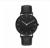 Kleijn Karoo - Ultralicht Zwart horloge met zwart & wit wijserplaat leder band maat ⌀ 23 cm