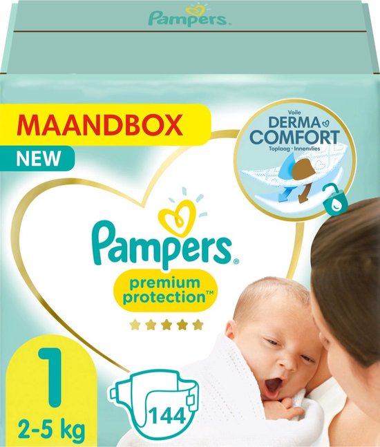 Pampers Premium Protection New Baby Luiers Maat 1 - 144 Luiers Maandbox kopen? | vergelijk prijzen en vind beste aanbieding bij Zwangerennu.nl