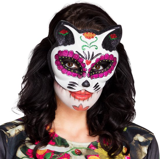 Boland - Oogmasker El Gato - Volwassenen - Day of the dead - Halloween accessoire - Kat - Horror
