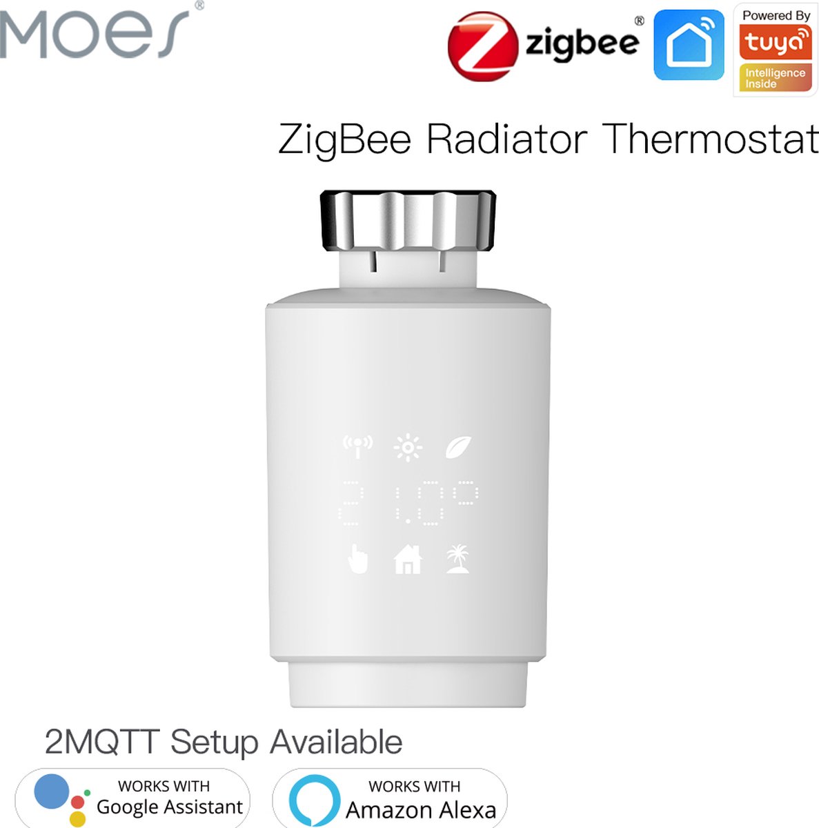 MOES Tuya ZigBee Slimme Radiator Thermostaat - Slimme Radiatorknop - Tuya Smart Life - Werkt alleen met ZigBee router