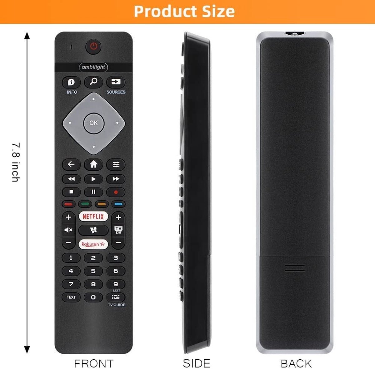 Afstandsbediening Voor Alle Philips Ambilight 4K Smart Led Tv 75PUS6754/12...
