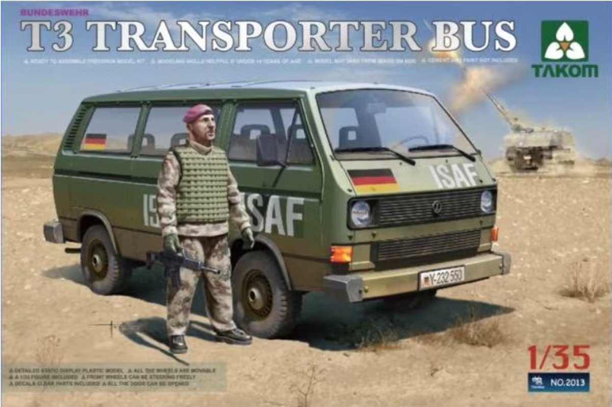 Takom Modelbouwpakket Auto - 2013 Bundeswehr Volkswagen T3 Transporter Bus Plastic - 1:35 - Modelbouw