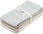 Cam Cam hydrofiele doeken set van drie 70x70 - classic stripes blue, praline, creme white