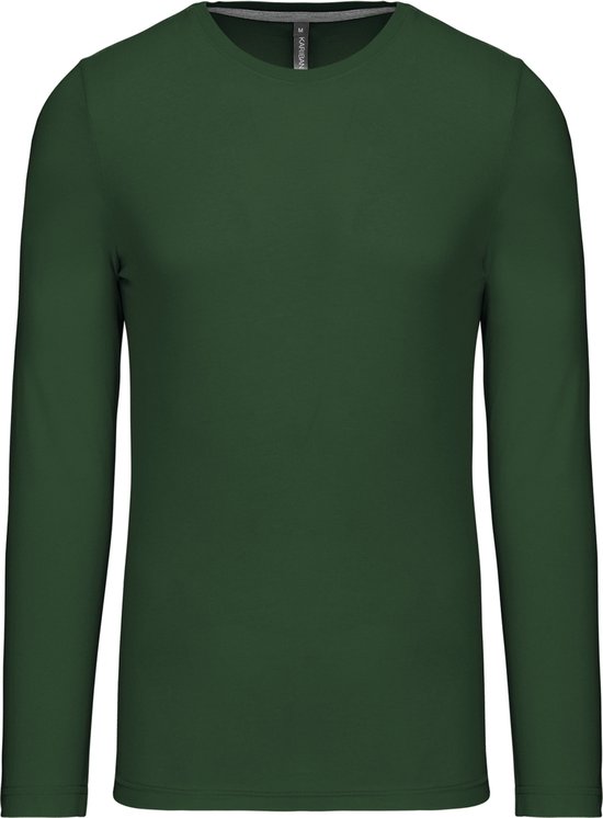 Herenshirt met lange mouwen en ronde hals Forest Green - XXL