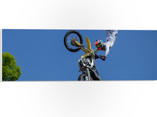 WallClassics - PVC Schuimplaat- Freestyle Motocross boven Boom - 60x20 cm Foto op PVC Schuimplaat