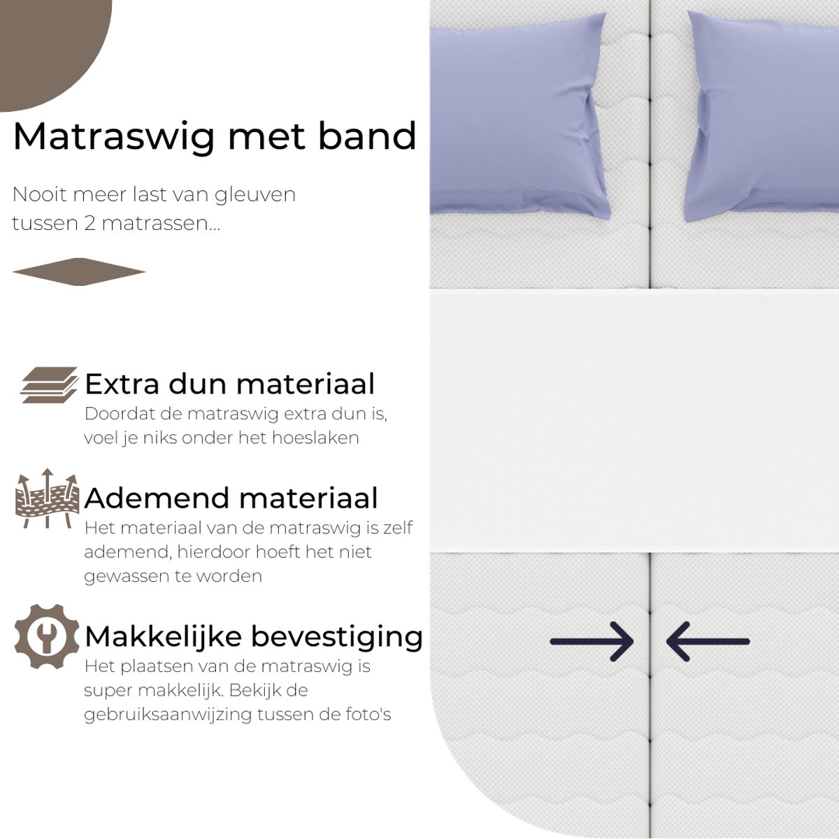 Verstelbare matraswig met band | Bedbinder | Matrasbinder | Liefdesbrug |  Geschikt... | bol.com