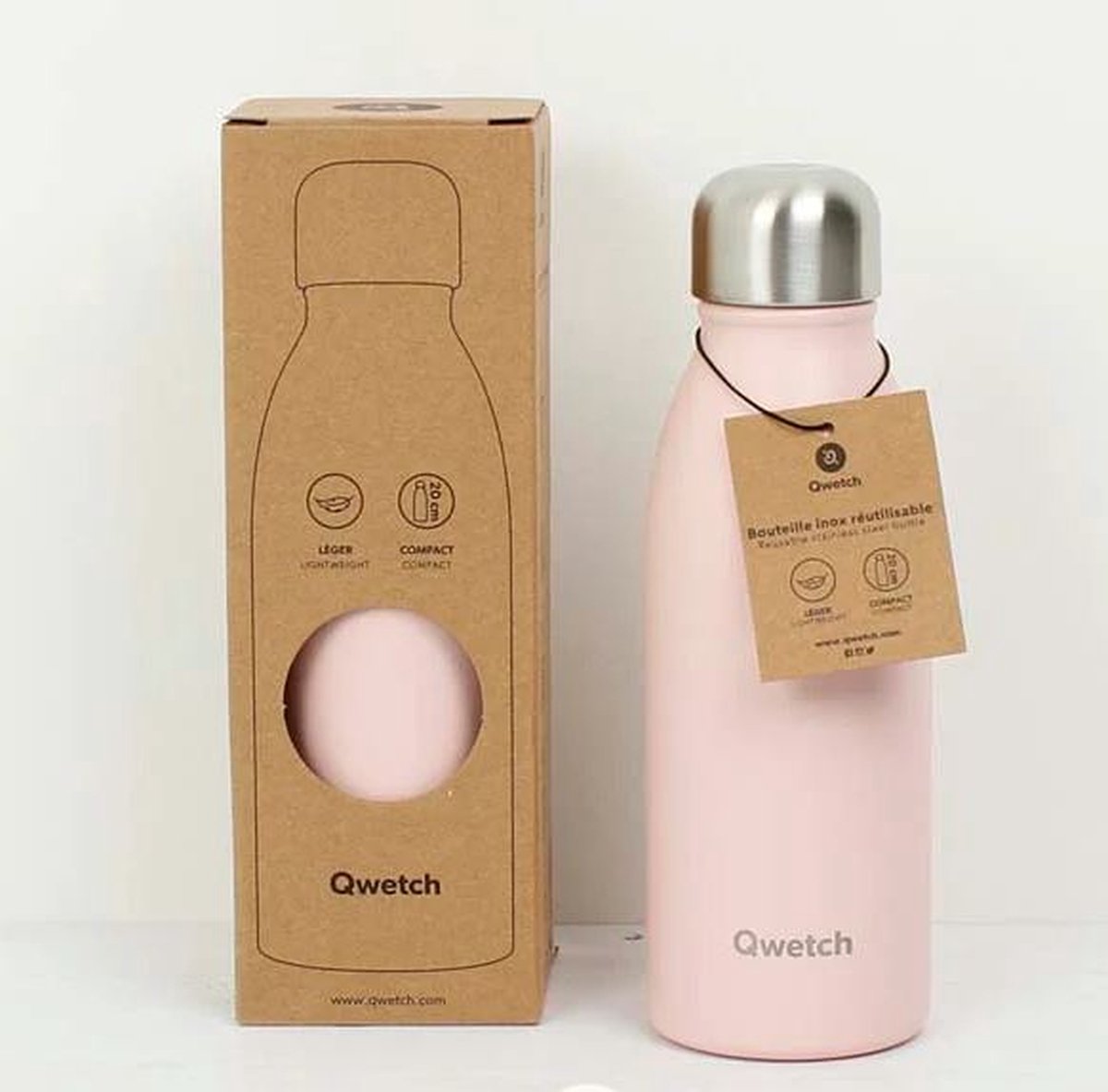 Qwetch - QD7011 - Bouteille Inox 1 Paroi - Pastel Rose