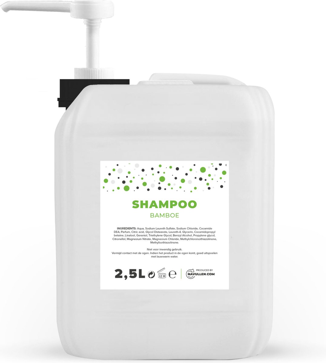 Shampoo - Bamboe - Parelmoer - 2,5 Liter - Jerrycan - Met pomp - Navulling - Navullen