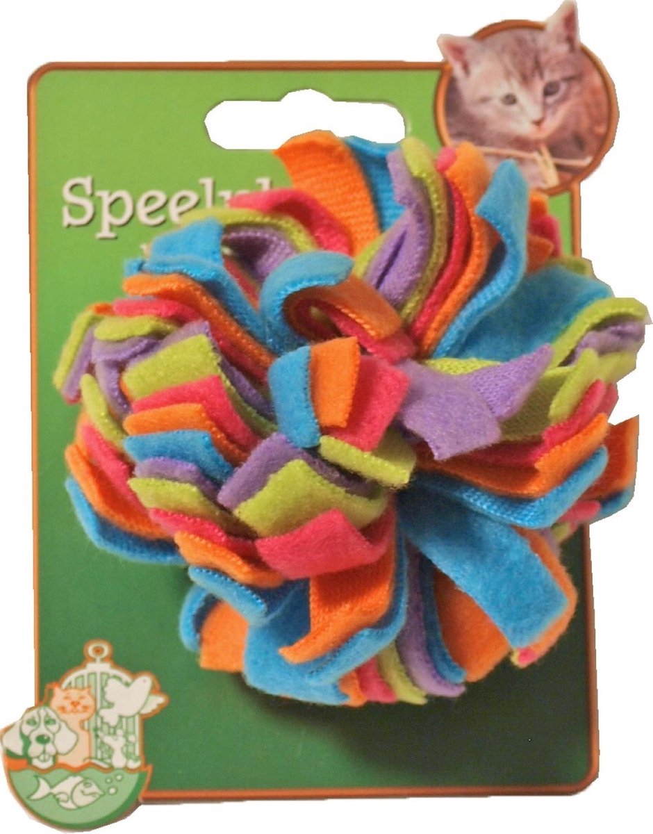 Kattenspeelgoed fleece pompoen multicolor Speelplezier-kat Gebr. de...