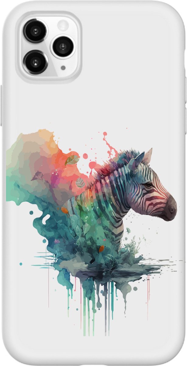 Apple Iphone 11 Pro Max telefoonhoesje wit siliconen hoesje - Zebra