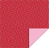 cadeaupapier - Small Hearts Cherry Red Gold Foil - Blush Pink - 70cm breed