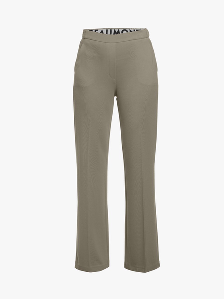 Beaumont Pants Wide Flare Double Jersey Soft Khaki Green - Flare Broek Voor Dames - Groen - 36