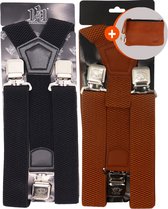 Safekeepers bretels heren - Bretels - bretels heren volwassenen -  bretellen voor mannen - bretels heren met brede clip 2 stuks: zwart en bruin