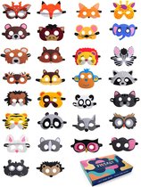 Fissaly 30 Stuks Dieren Jungle Maskers voor Kinderfeest & Verkleed Partijen – Safari Kostuum Decoratie - Dierenmaskers