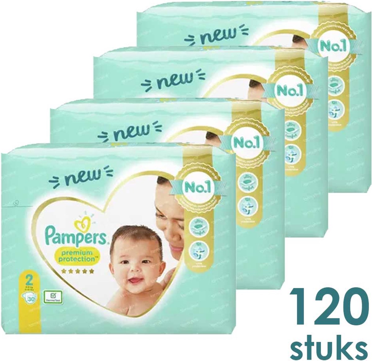 Pampers Premium Protection Taille 4, 60 couches, 9kg -14kg, Paquet