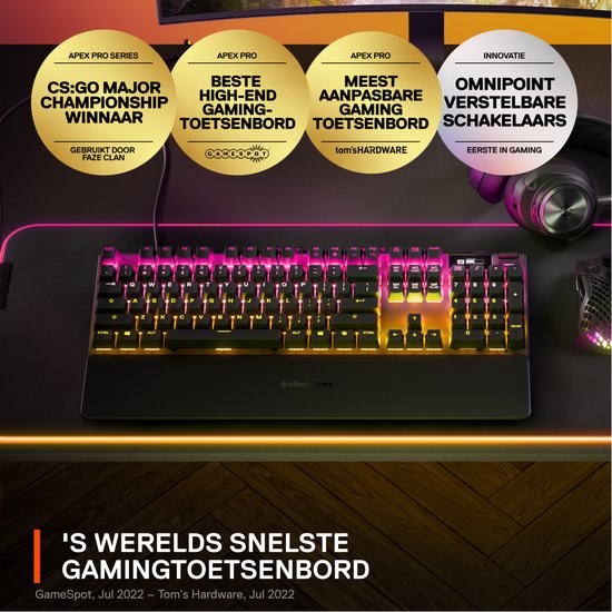 SteelSeries Apex Pro - Gaming Toetsenbord - QWERTY - OmniPoint Switch - Zwart - Steelseries