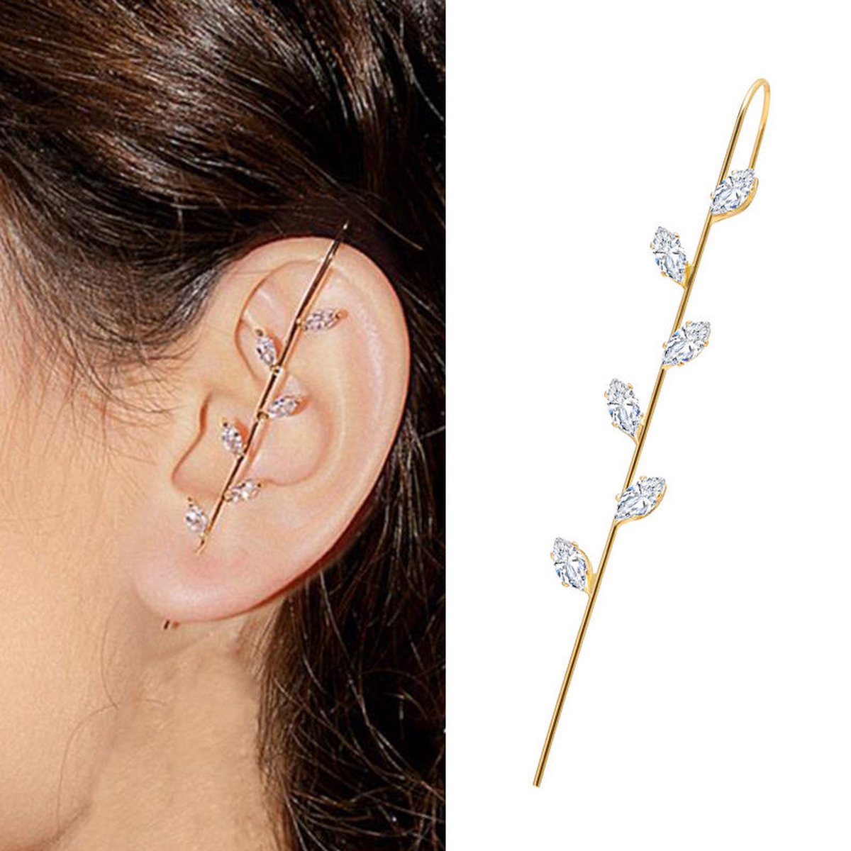 Dear Lune - Earring Piercing - 1 piece - Oorbel - Hook Earrings - Zirconia - Simple - Elegant - Style 003