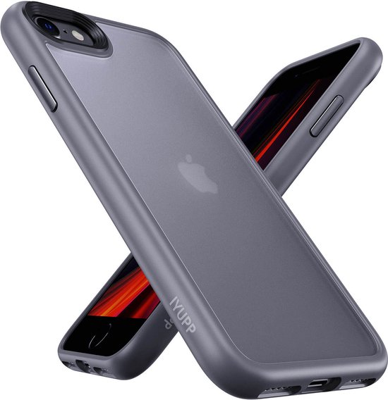 IYUPP Bumper Hoesje geschikt voor Apple iPhone 7 / 8 / SE 2020 / SE 2022 - Grijs x Wit - Shockproof