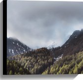 WallClassics - Canvas  - Wolken bij Bergen en Bos - 40x40 cm Foto op Canvas Schilderij (Wanddecoratie op Canvas)