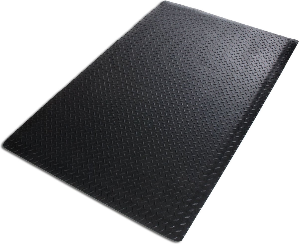 FLOORDIREKT Anti-vermoeidheidsmat - HeavyDuty Diamond - Werkplaatsmat - Zwart - 90 x 150 cm