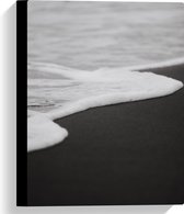 WallClassics - Canvas  - Schuim van Golf (zwart/wit) - 30x40 cm Foto op Canvas Schilderij (Wanddecoratie op Canvas)
