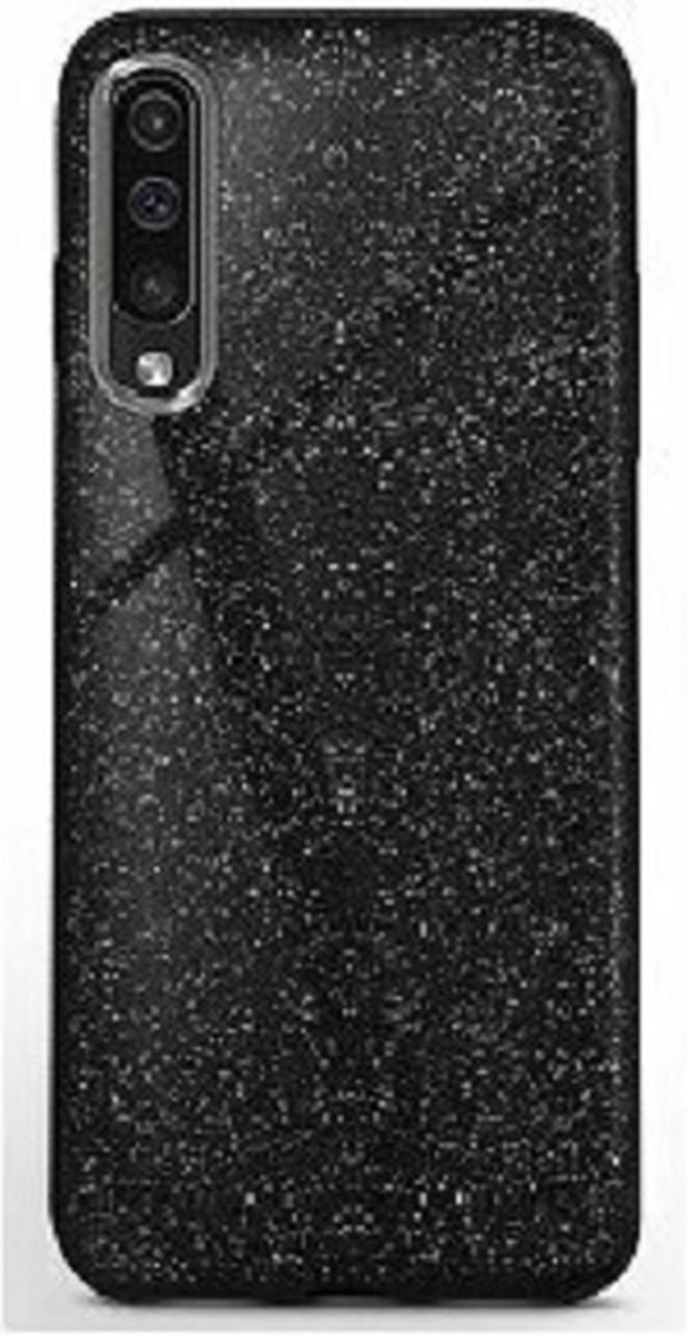 Samsung A70 Siliconen Glitter Hoesje Zwart