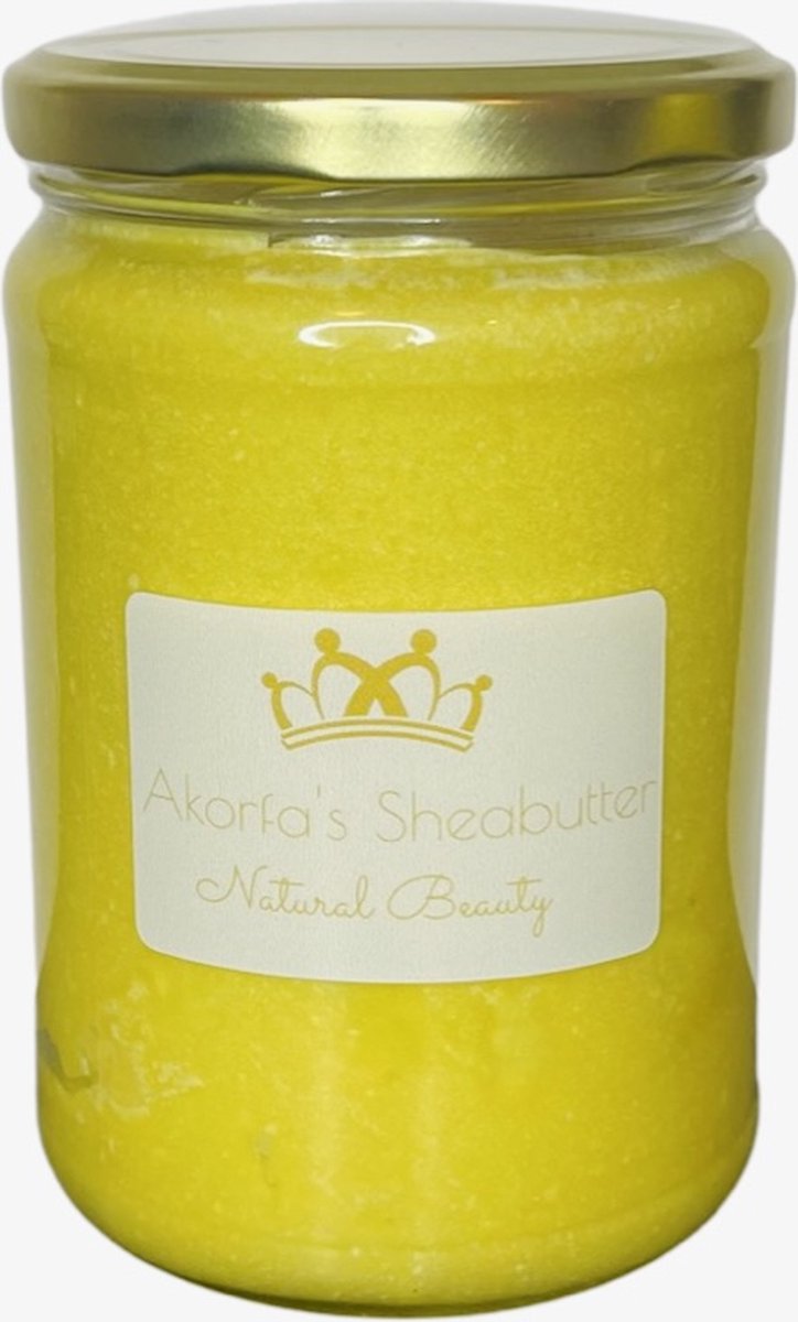 Biologische gele sheaboter met borututu wortel 500 gram - Organic Unrefined Yellow Shea butter with borututu herbs