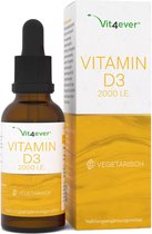 Vitamine D3 - 2000 I.E. (50 mcg) per druppel - XL Flacon - 70 ml = 2380 druppels - Premium: opgelost in MCT- Kokosolie en hoge stabiliteit - zonder alcohol - laboratoriumgetest - Vit4ever