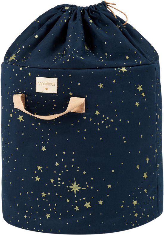 Nobodinoz Bamboo toy bag large Gold Stella/Night Blue Opbergmand
