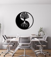 Levensboom - Metaal - 50cm - Tree of Life - Wanddecoratie - wandbord - zwart wit muurdecoratie - Yin Yang - Wall Art - Tuindecoratie - Geschikt voor binnen en buiten
