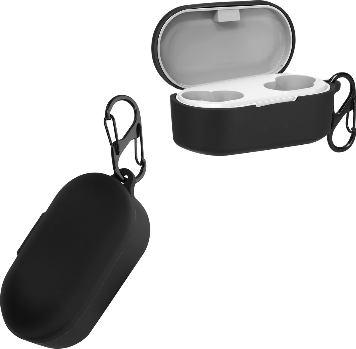 kwmobile cover voor oordopjes case - Compatibel met QCY T2C - Trendy beschermhoes draadloze oordopjes in zwart