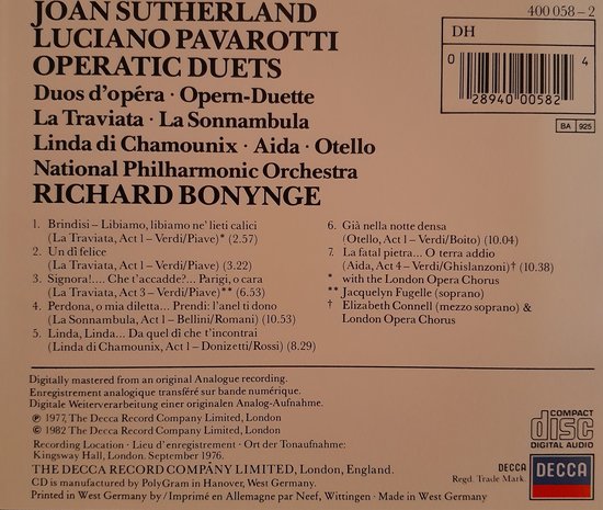 Sutherland Pavarotti Operatic Duets, Joan Sutherland , Luciano ...