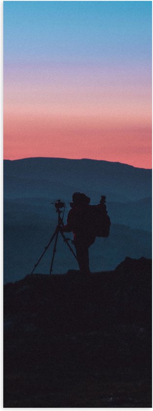Poster Glanzend – Fotograaf Kleurrijke Zonsondergang - 20x60 cm Foto op Posterpapier met Glanzende Afwerking