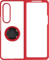 Geschikt voor Samsung Galaxy Z Fold 3 Bi-materiaal Case Ring Video-Ondersteuning rood