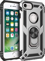 Ring Armor - Hoes met Kickstand Ring Geschikt voor: iPhone SE 2 2020 / 7 / 8 - Zilver - Draaibare standaard - Magneet - ZT Accessoires