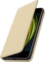 Hoes Geschikt voor Apple iPhone 7/8/SE 2020 klep portefeuille, video standaard goud