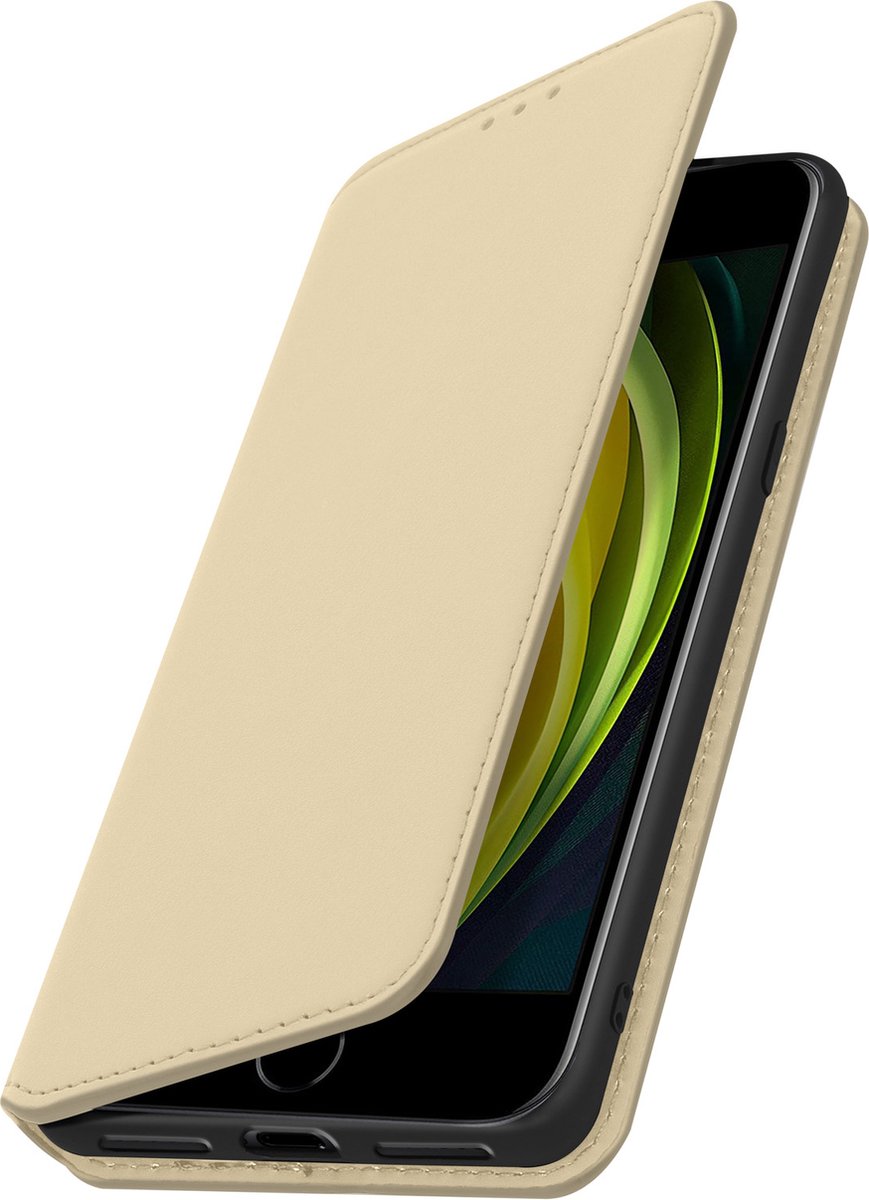 Avizar Hoesje Geschikt voor iPhone SE 2022 / 2020 / 8 / 7 Portemonnee met Standfunctie, Goud
