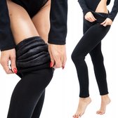 Fleece Panty - Zwart - Naadloos - Maat XL/XXL - Gevoerd - Thermo Legging - Dames - Seamless - Warme Winter Legging - Panty van TikTok - Sterke Panty - Zacht