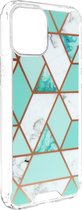 Convient pour Apple iPhone12 Pro Max Hybrid Marble Case avec coins renforcés turquoise