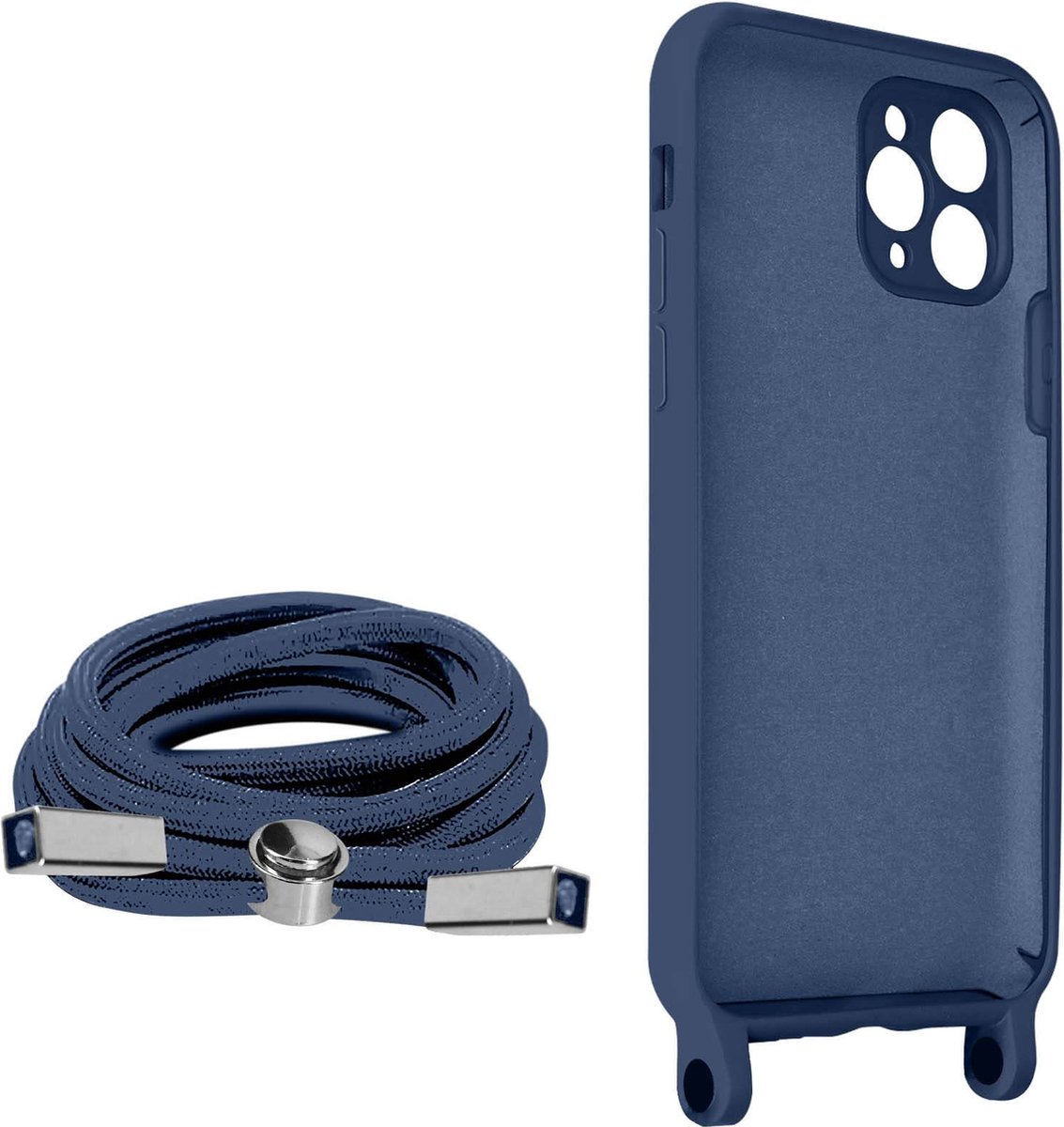 Geschikt voor Apple iPhone 11 Pro Max Koord Hoesje Semi-rigide Nekkoord 80cm blauw
