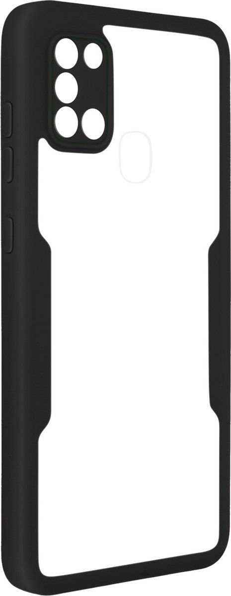 Integraal Hoesje Geschikt voor Samsung Galaxy A21s Achterkant plexiglas, zwart
