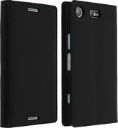 Convient pour Sony Xperia XZ1 Compact Cover Portefeuille en cuir de vachette et support vidéo noir