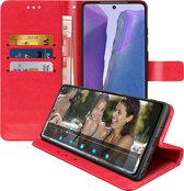 Geschikt voor Samsung Galaxy Note 20 Flip Wallet Case Video-ondersteuning rood