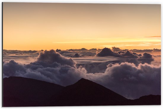 Dibond - Bergen boven de Wolken - Hawaii - 60x40 cm Foto op Aluminium (Wanddecoratie van metaal)