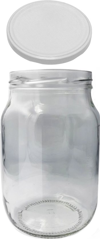 Glazenpot 1.7 liter met witte deksel - weckpot - voorraadpot- voedsel bewaren