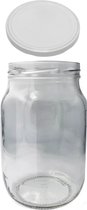 Bocal en verre 1,7 litres avec couvercle blanc - bocal de conservation - bocal de conservation - conserver les aliments