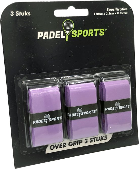 Overgrip - Grip - Griptape - Padel - Overgrip tennis - Overgrip padel - Racketaccessoires - Paars - 3 stuks - Padel Sports Overgrip - Grip - Griptape - Padel - Overgrip tennis - Overgrip padel - Racketaccessoires - Paars - 3 stuks - Padel Sports
