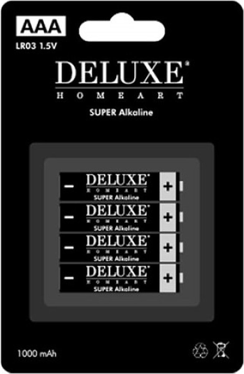 DeLuxe Homeart AAA Batterijen 4 stuks Super Alkaline