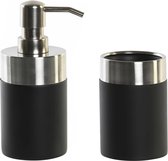 accessoires de salle de bain gobelet/distributeur de savon 300ml - noir/argent